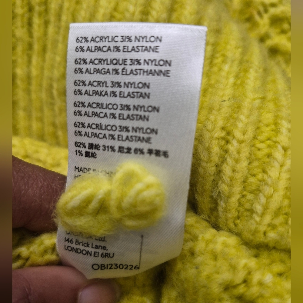 Anthropologie Bia Alpaca Mock Neck Oversized Sweater - Yellow Xs - Picture 8 of 8